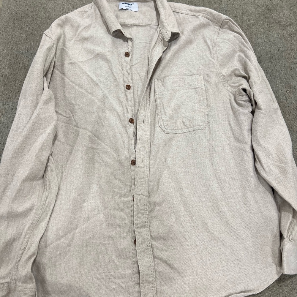 Old Navy Tan Casual Button Down Shirt XXL